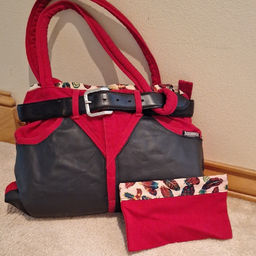 Roughrider Red & Black Belted Women's Jean Bag with Pouch